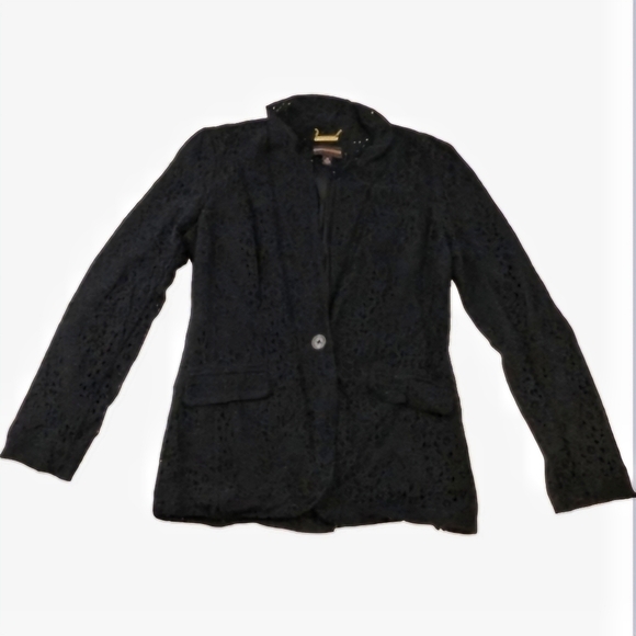 Dana Buchman Black Eyelet Blazer - Picture 1 of 6